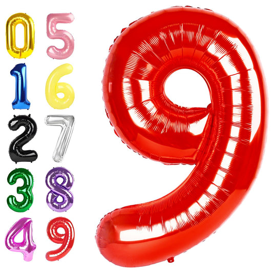 Argthjy Red 9 balloon 40-inch foil creates an eye-catching photo backdrop.