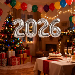 Argthjy Silver 2026 22-number balloon, close-up view of durable foil finish.