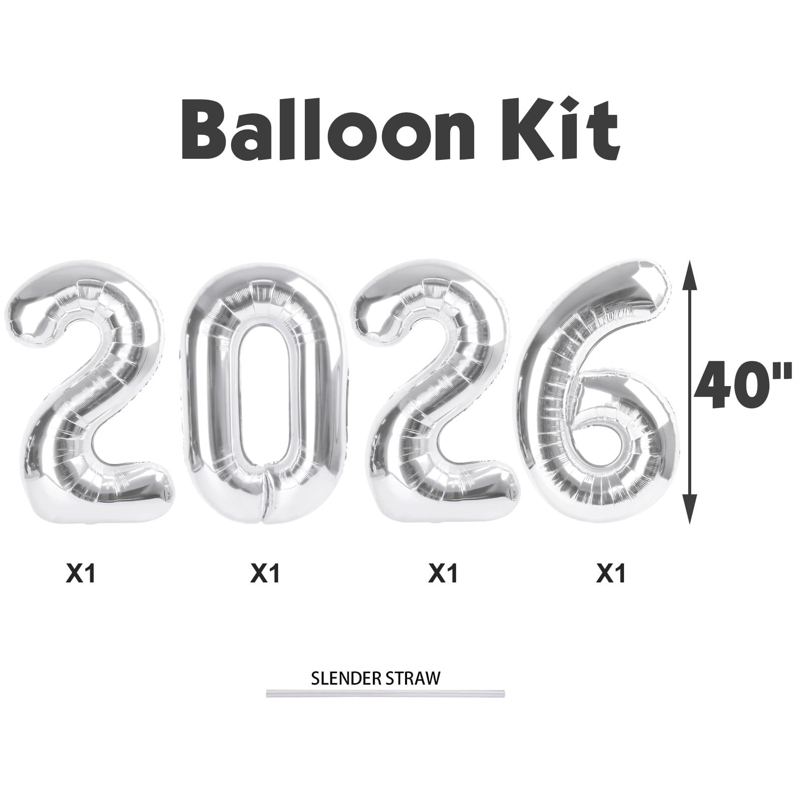 Argthjy Silver 2026 22-number balloon displayed in a vibrant party scene.