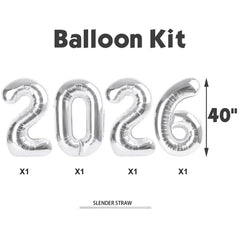 Argthjy Silver 2026 22-number balloon displayed in a vibrant party scene.