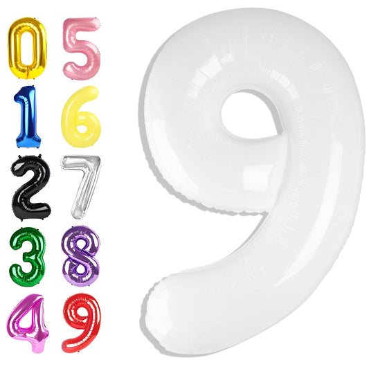 Argthjy white-number-9 foil balloon 40-inch for bold birthday backdrops