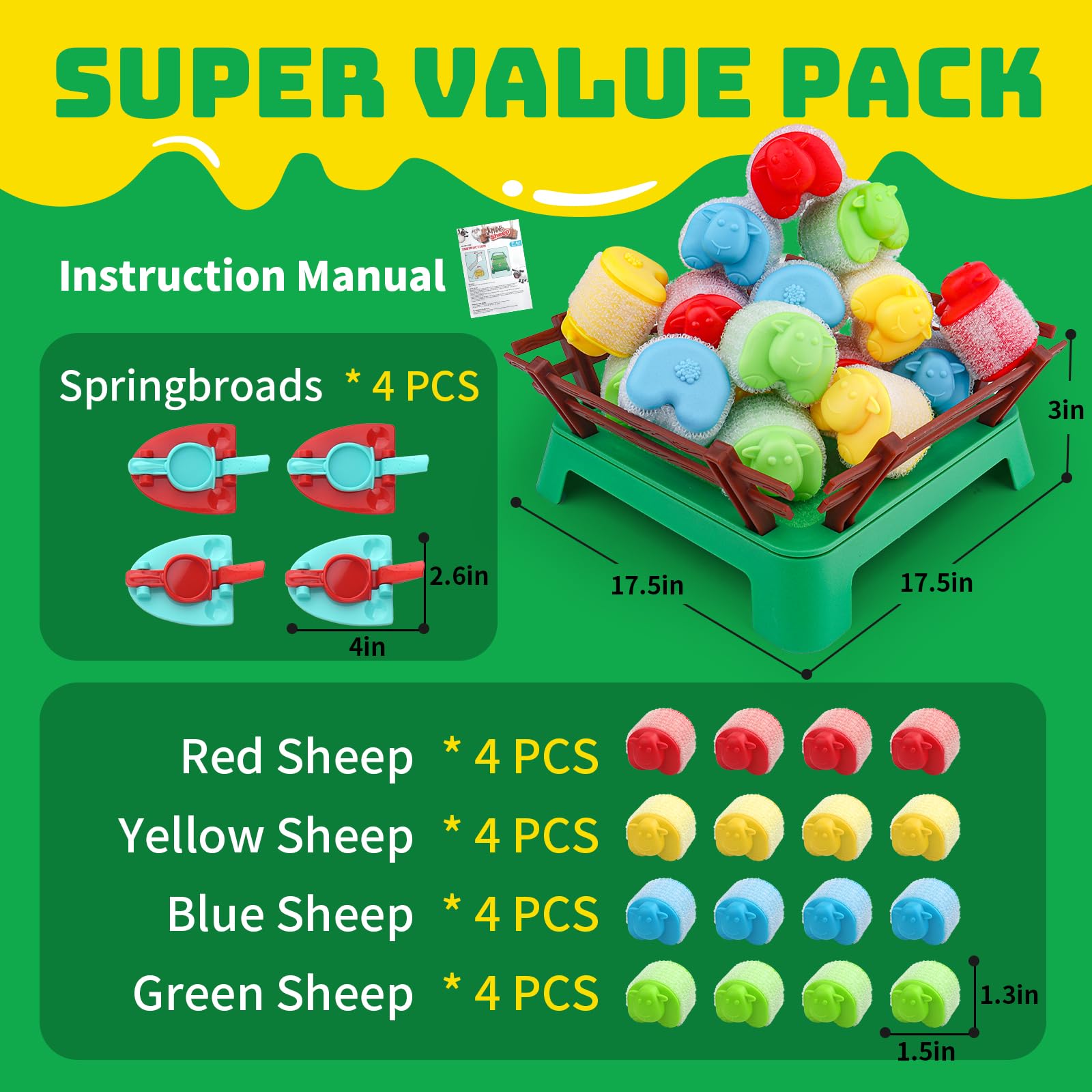 ARHEQI Heap-O-Sheep colorful sheep for color recognition and turn-taking