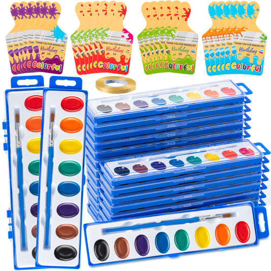 ArianQicult 24-pack watercolor paint set with eight vivid colors and brush.