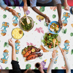 ArianQicult dinosaur tablecloth ideal for picnics and outdoor parties.