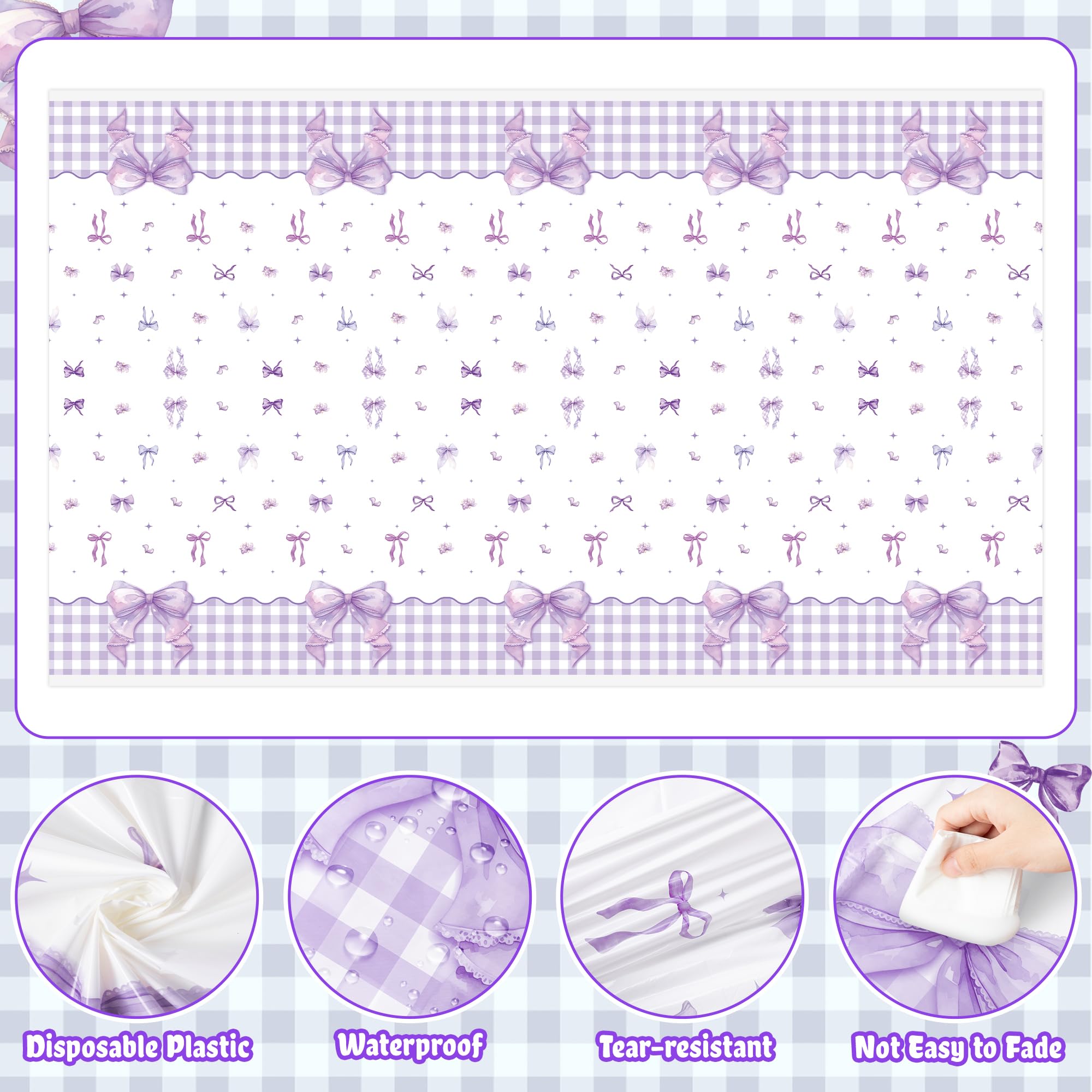 ArianQicult purple bow tablecloth pack of 3 ready for backup decorations