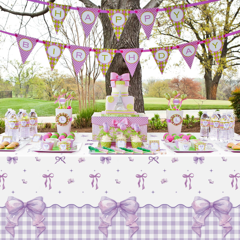 ArianQicult purple bow tablecloth creates a festive party scene