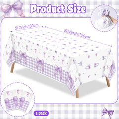ArianQicult purple bow tablecloth tear-resistant and spill-proof for easy cleanup