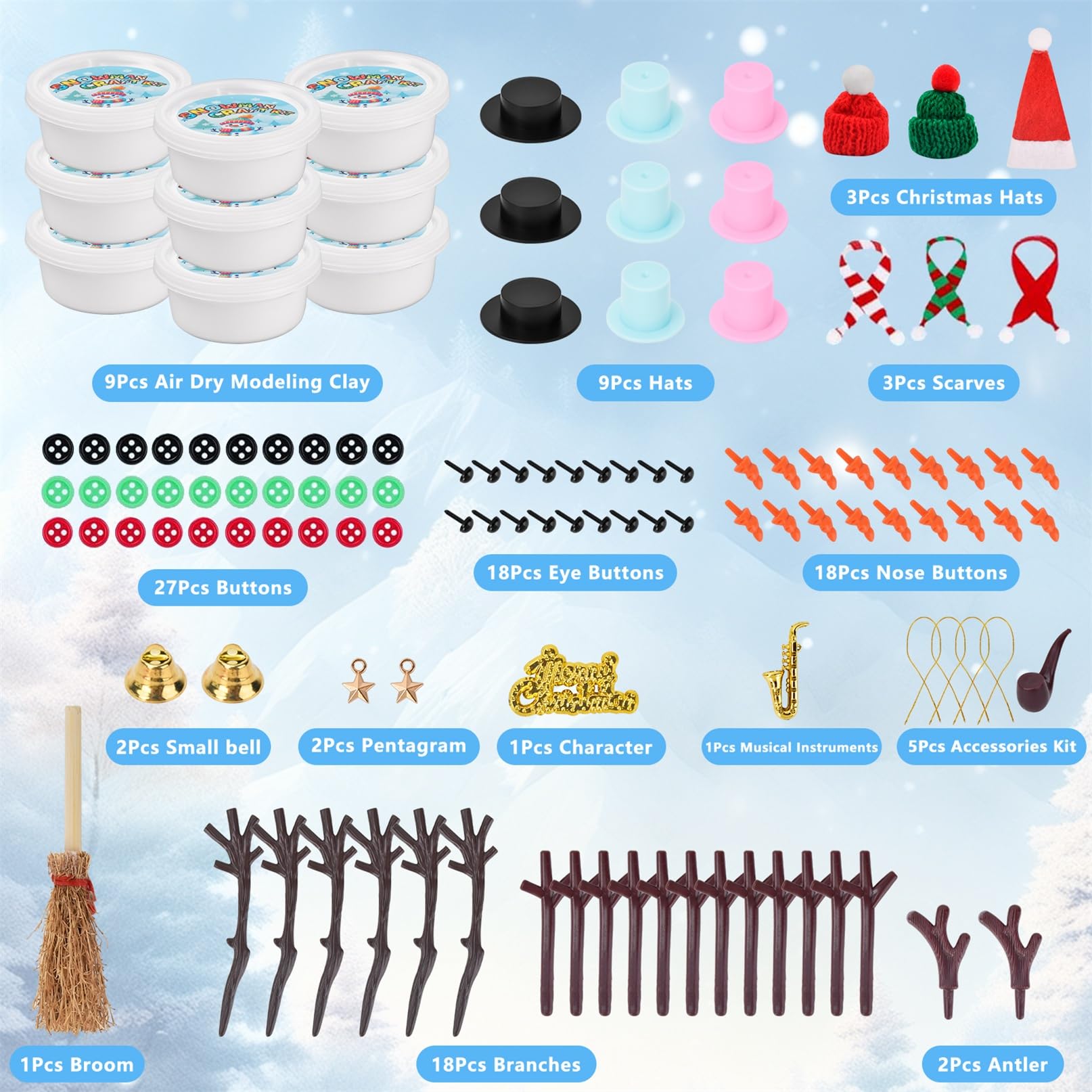 Ariepoue snowman accessories for varied, imaginative designs.