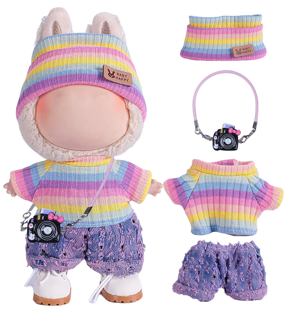 Ariker Rainbow doll hat in soft yarn, perfect for cozy dressing and display.