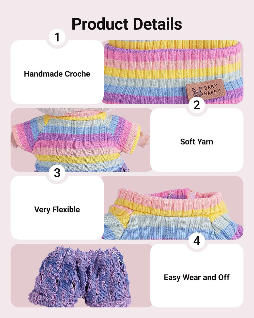 Ariker Rainbow doll skirt, versatile piece for 15-17 cm dolls.