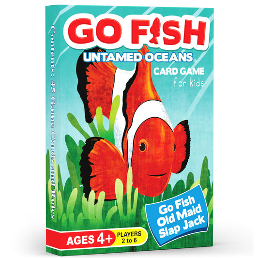 Arizona GameCo GO FISH Untamed Oceans deck art with friendly ocean animals for family play