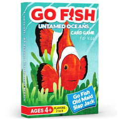 Arizona GameCo GO FISH Untamed Oceans deck art with friendly ocean animals for family play