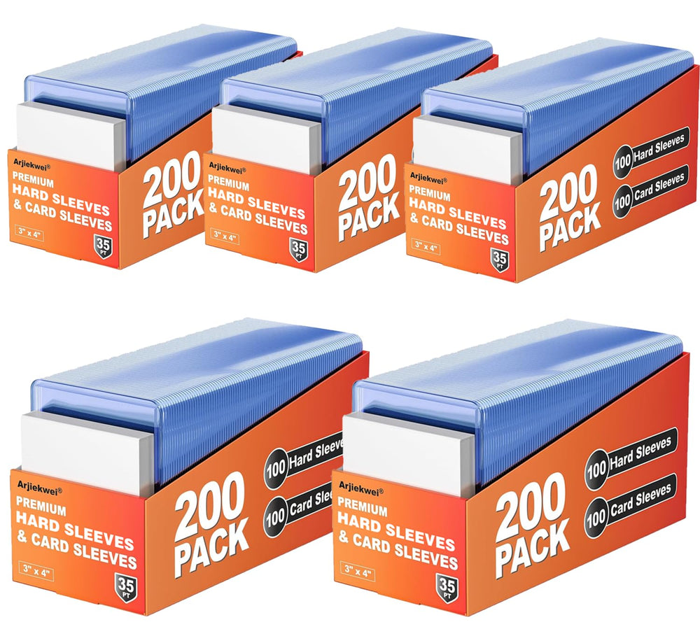 Arjiekwei 1000 card sleeves pack protects and showcases sports cards.