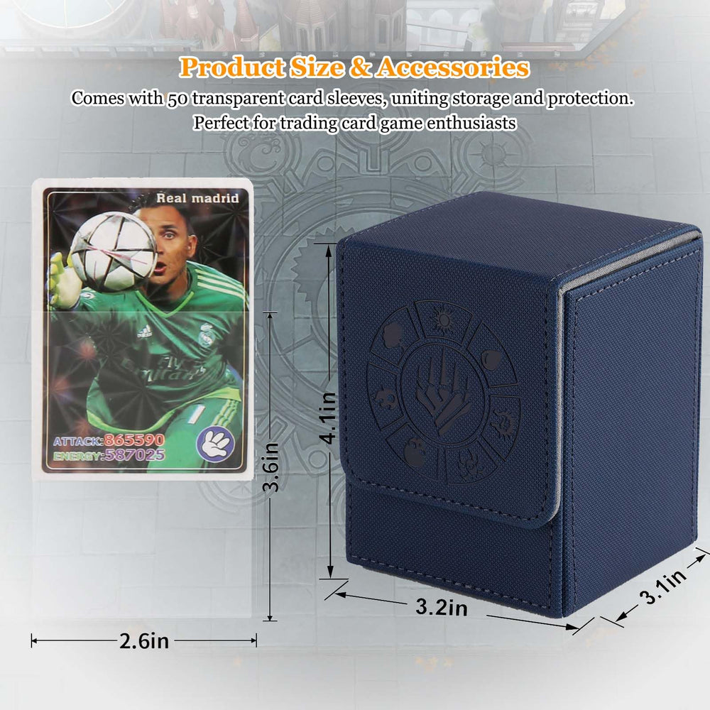 Arkeiliy blue deck box design offers easy access during games.