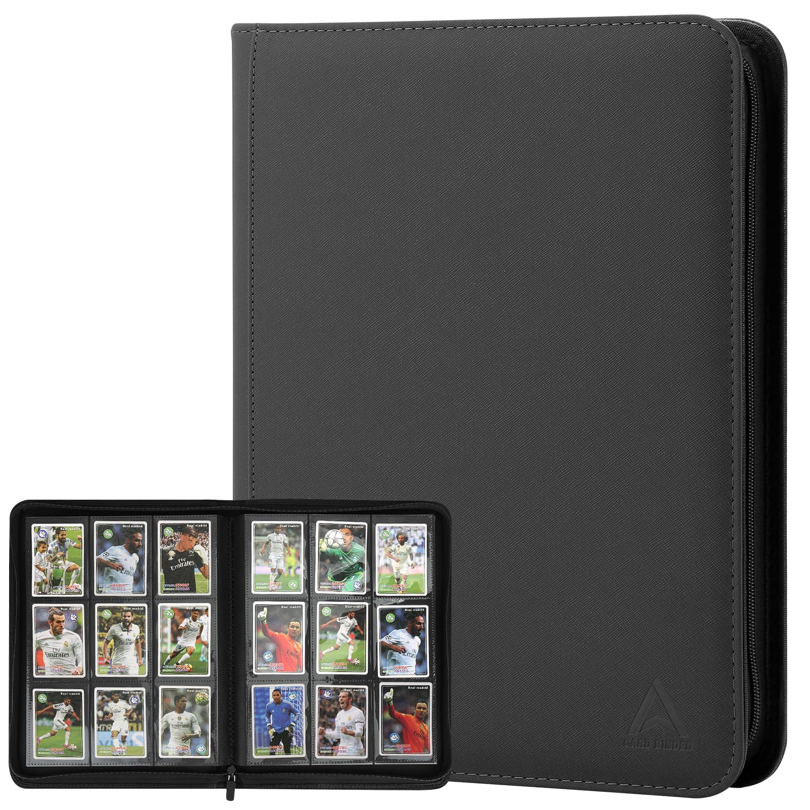 Arkeiliy card binder front view with 9-pocket layout offering organized storage for easy access.