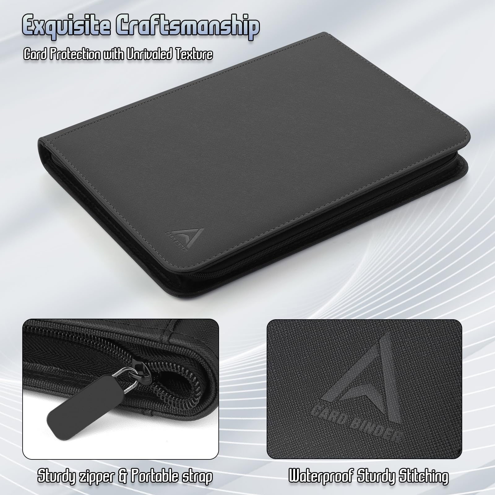 Arkeiliy card binder zip closure keeps cards protected during transport.