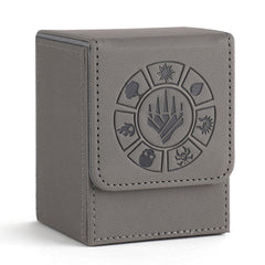 Arkeiliy card deck box grey front angle showing sleek design and storage