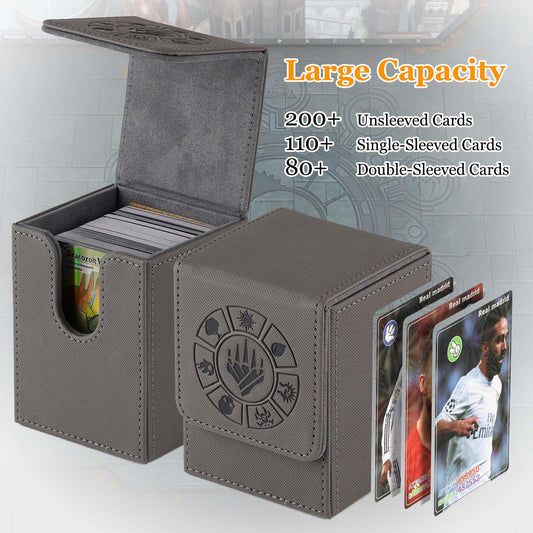 Arkeiliy card deck box grey open lid for quick access to cards