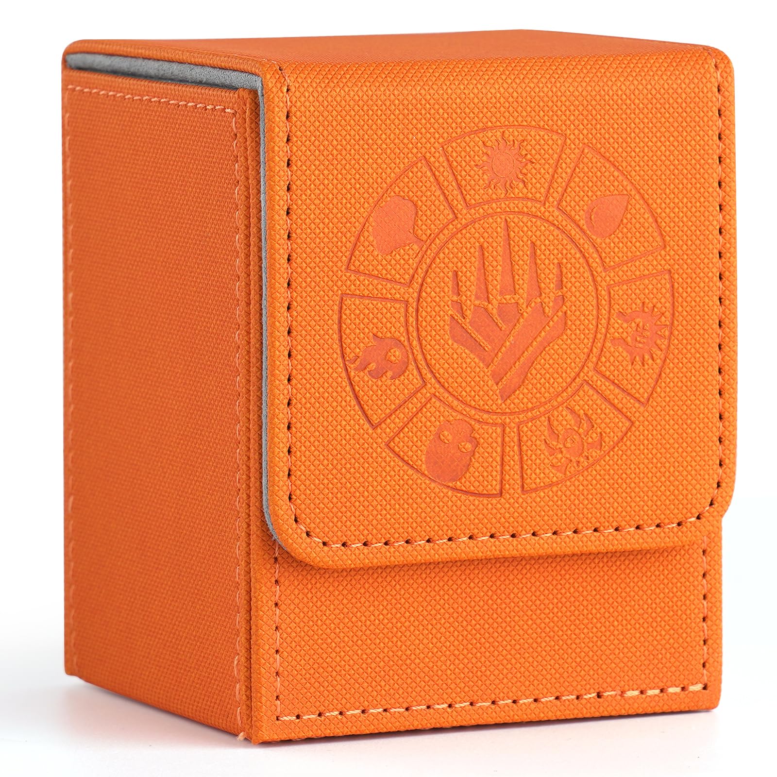 Arkeiliy Card Deck Box orange outer view shows stylish storage for MTG and TCG