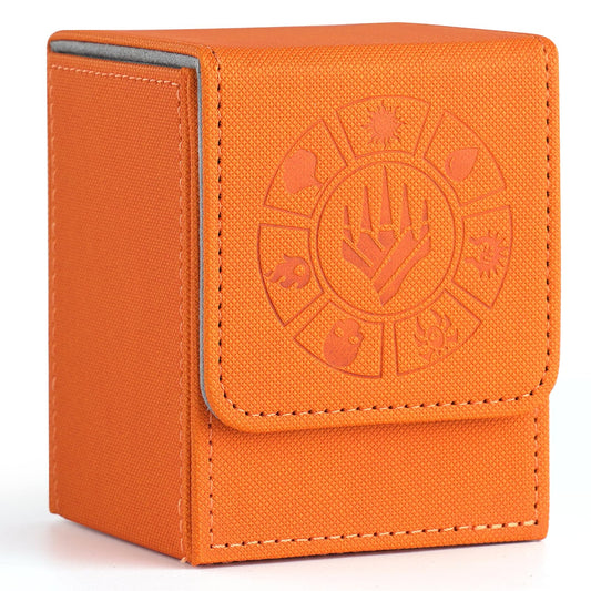 Arkeiliy Card Deck Box orange outer view shows stylish storage for MTG and TCG