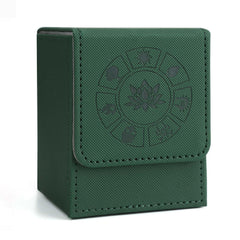 Arkeiliy deck box leather green front view shows sturdy construction and stylish storage.