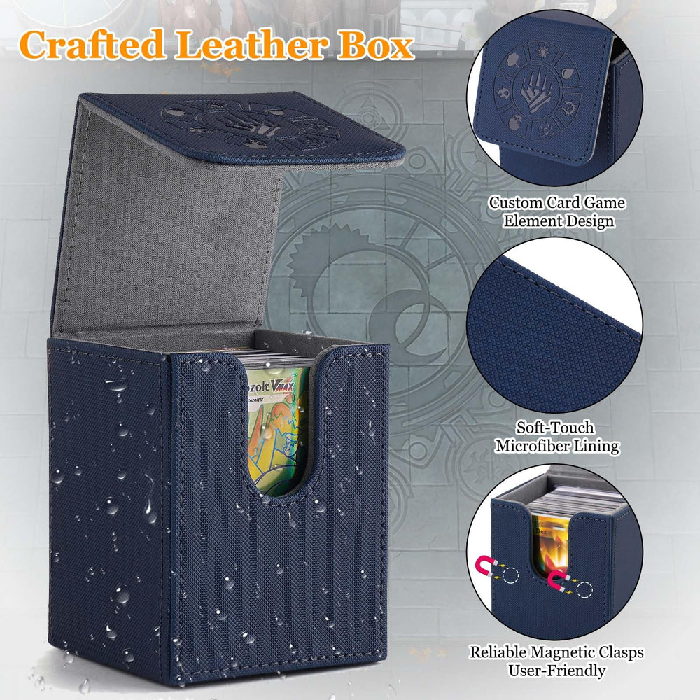 Arkeiliy deck box with magnetic buckle secures cards during travel.