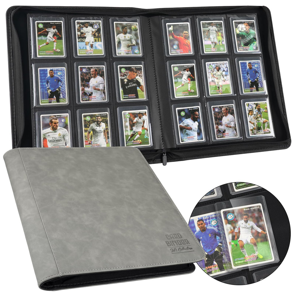 Arkeiliy Toploader Binder front view shows durable PU leather for protection.