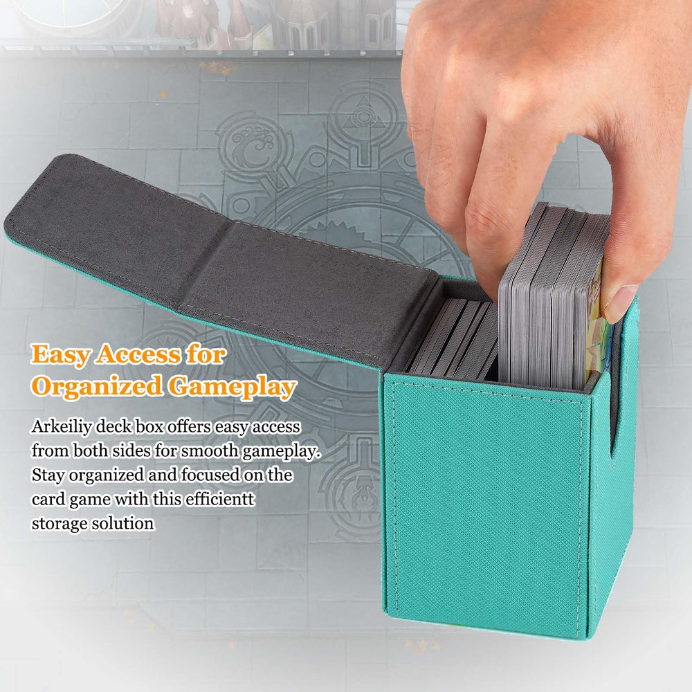 Arkeiliy turquoise 50-card sleeves protect your collection.