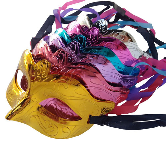 Arlai Halloween half-face mask front view, ideal for festive cosplay and party decor.