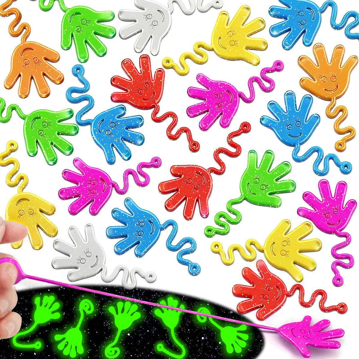 Armaytoy glow sticky hands in colorful assortment for parties and prizes