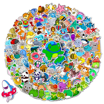 Arme 400Pcs animal stickers pack on notebook; vivid vinyl for durable daily decoration.