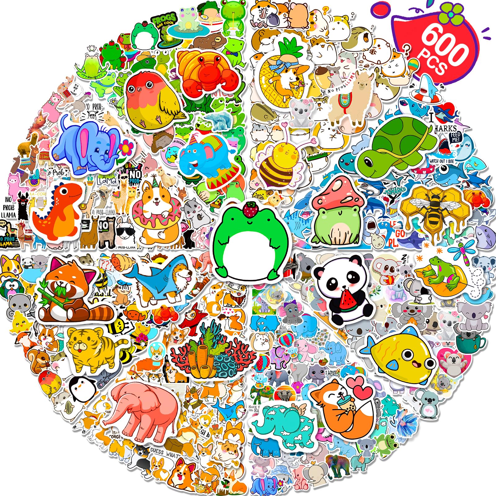Arme 600Pcs animal stickers on water bottles add colorful, long-lasting waterproof decoration.
