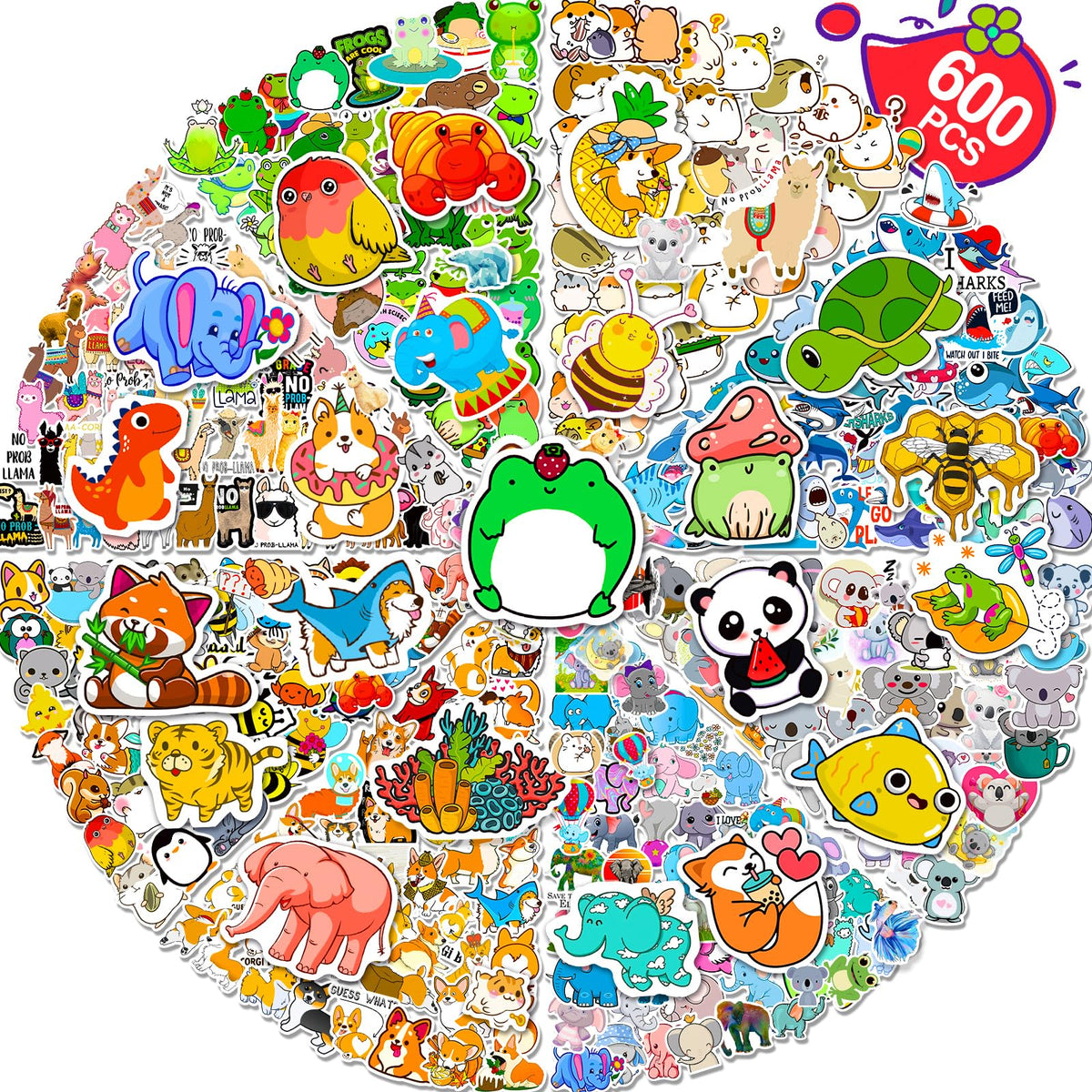 Arme 600Pcs animal stickers on water bottles add colorful, long-lasting waterproof decoration.