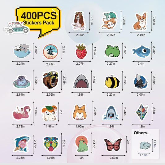 Arme cute animal stickers on notebook; bright colors spark creativity.
