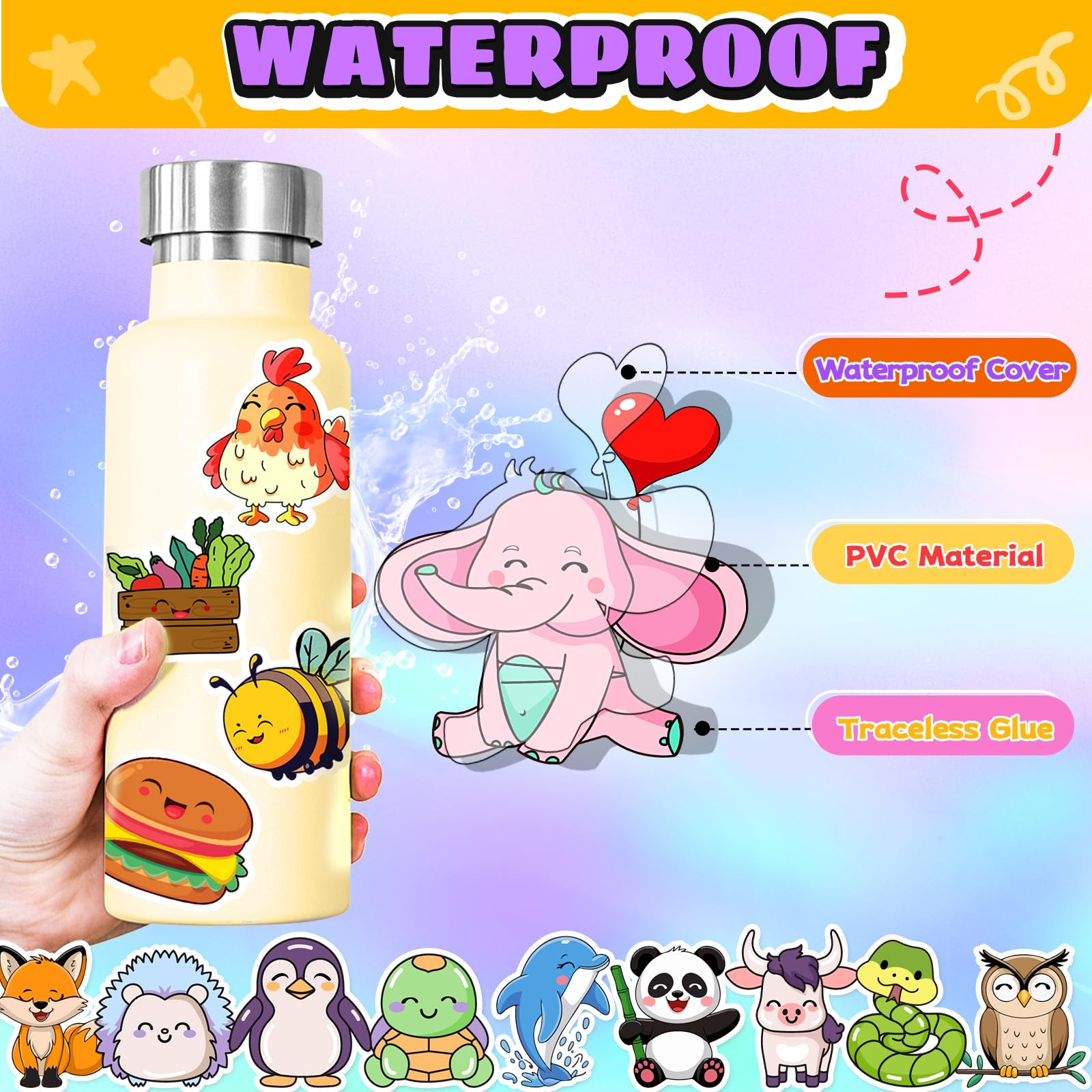 Arme easy peel kawaii bulk stickers remove cleanly for kids
