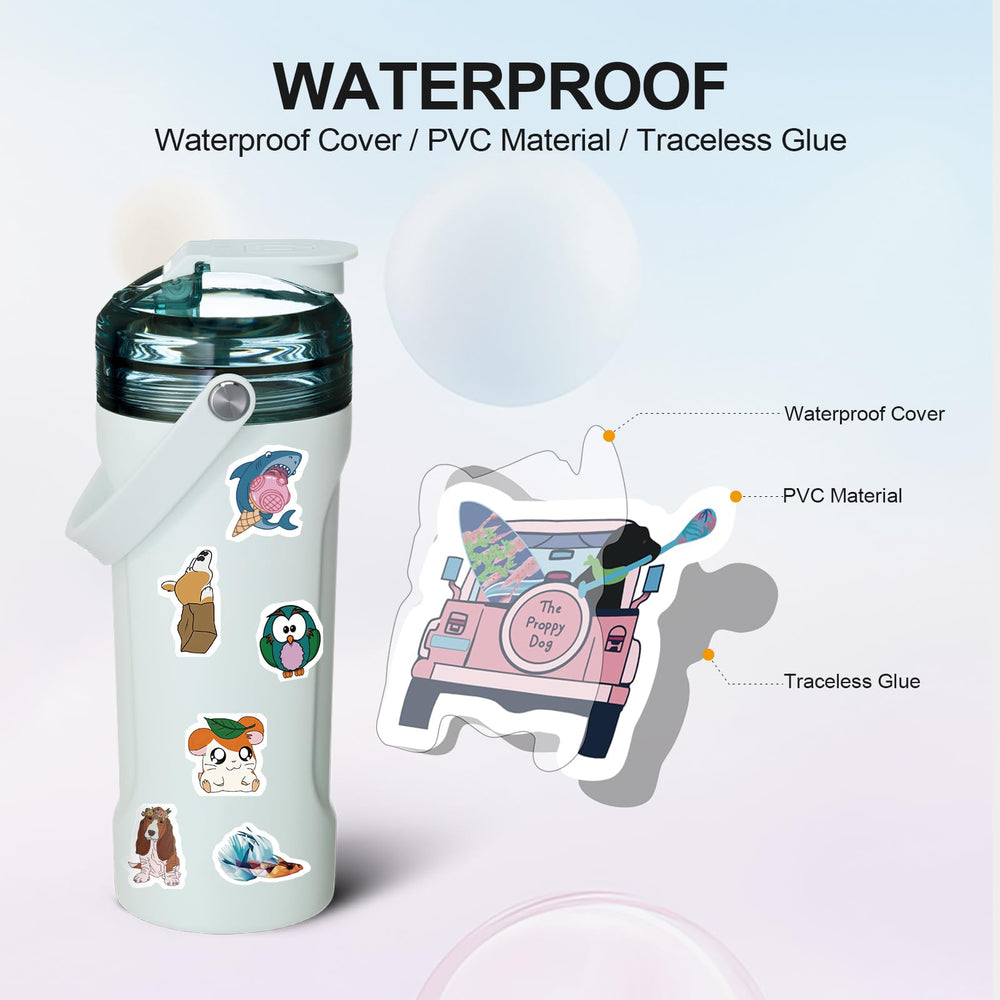 Arme stickers on water bottle; splash-proof, kid-friendly design.
