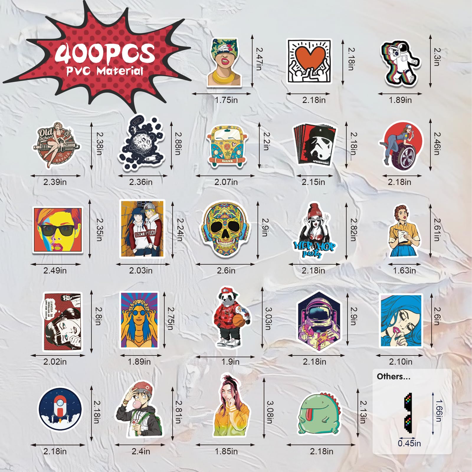 Arme 400pc laptop stickers add color and personalization