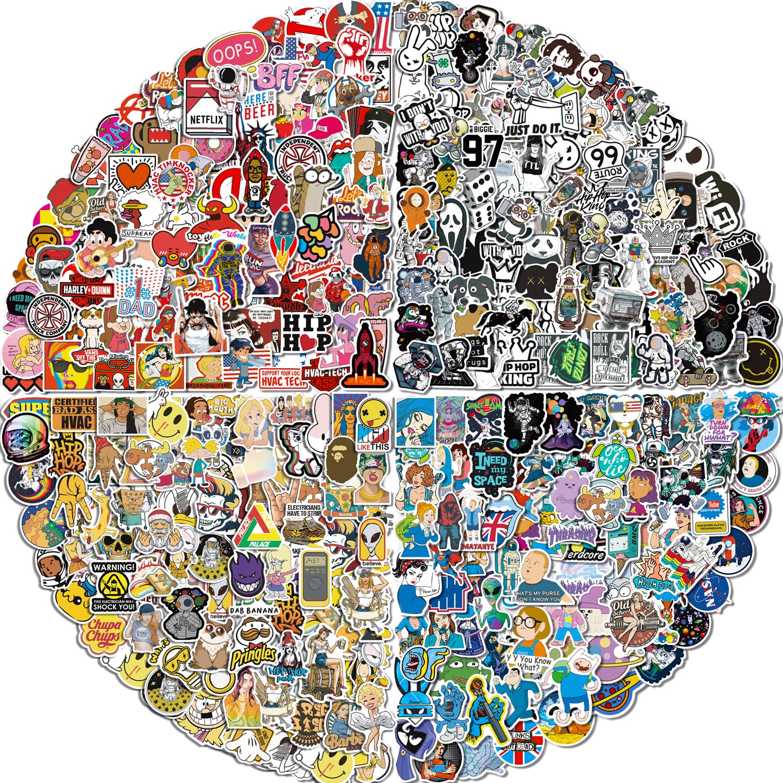 Arme 400pc sticker pack with various designs for laptops and more