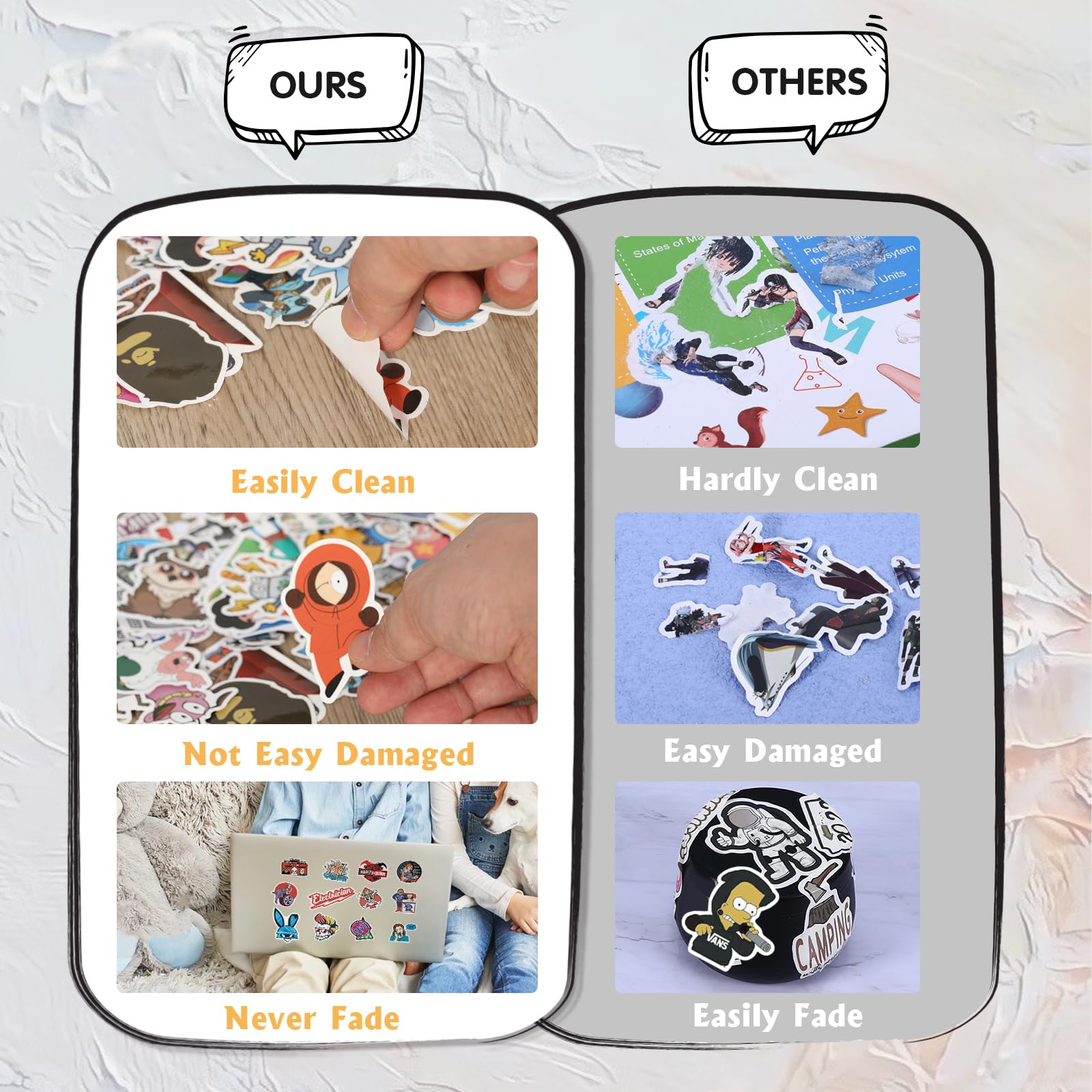 Arme 400pc water bottle stickers in durable waterproof vinyl