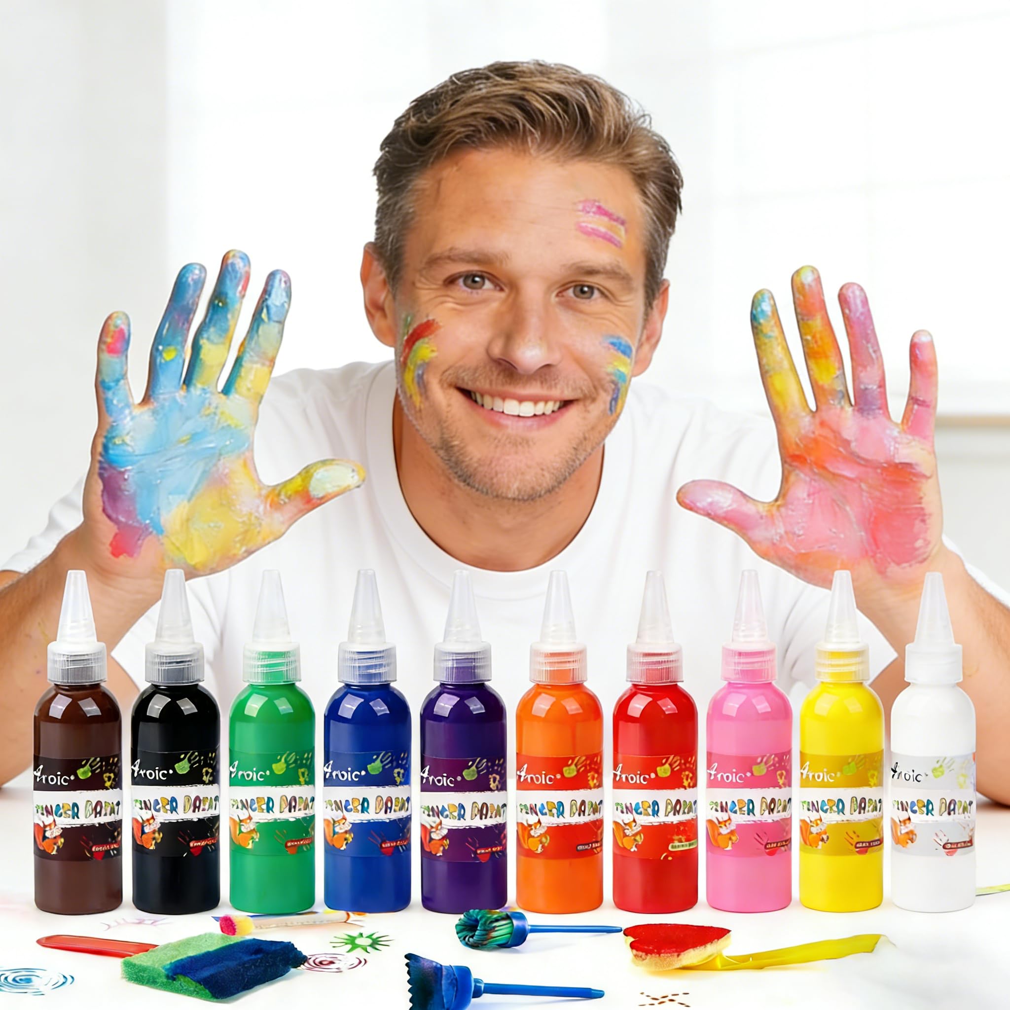 AROIC 2 oz color bottles demonstrate rich, blendable hues for experiments.