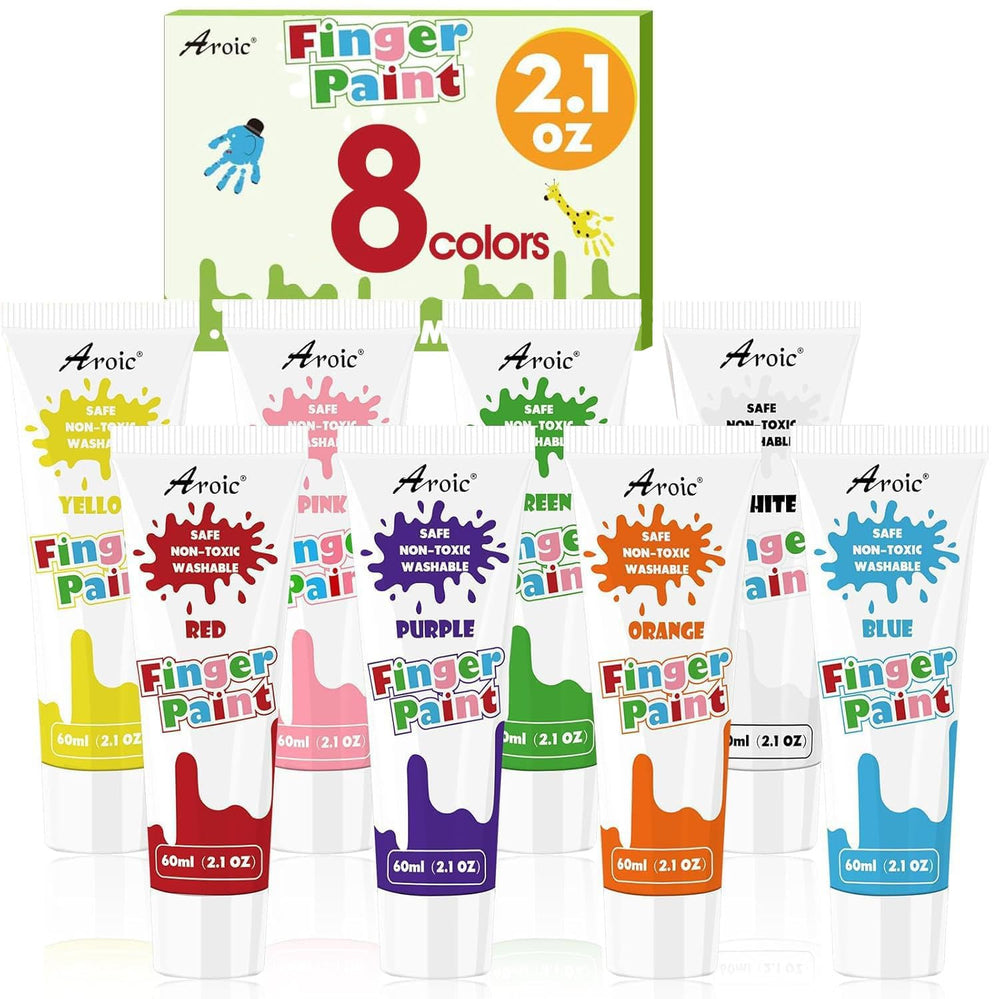 AROIC 8 bright colors finger paints provide vibrant hues for creative play.