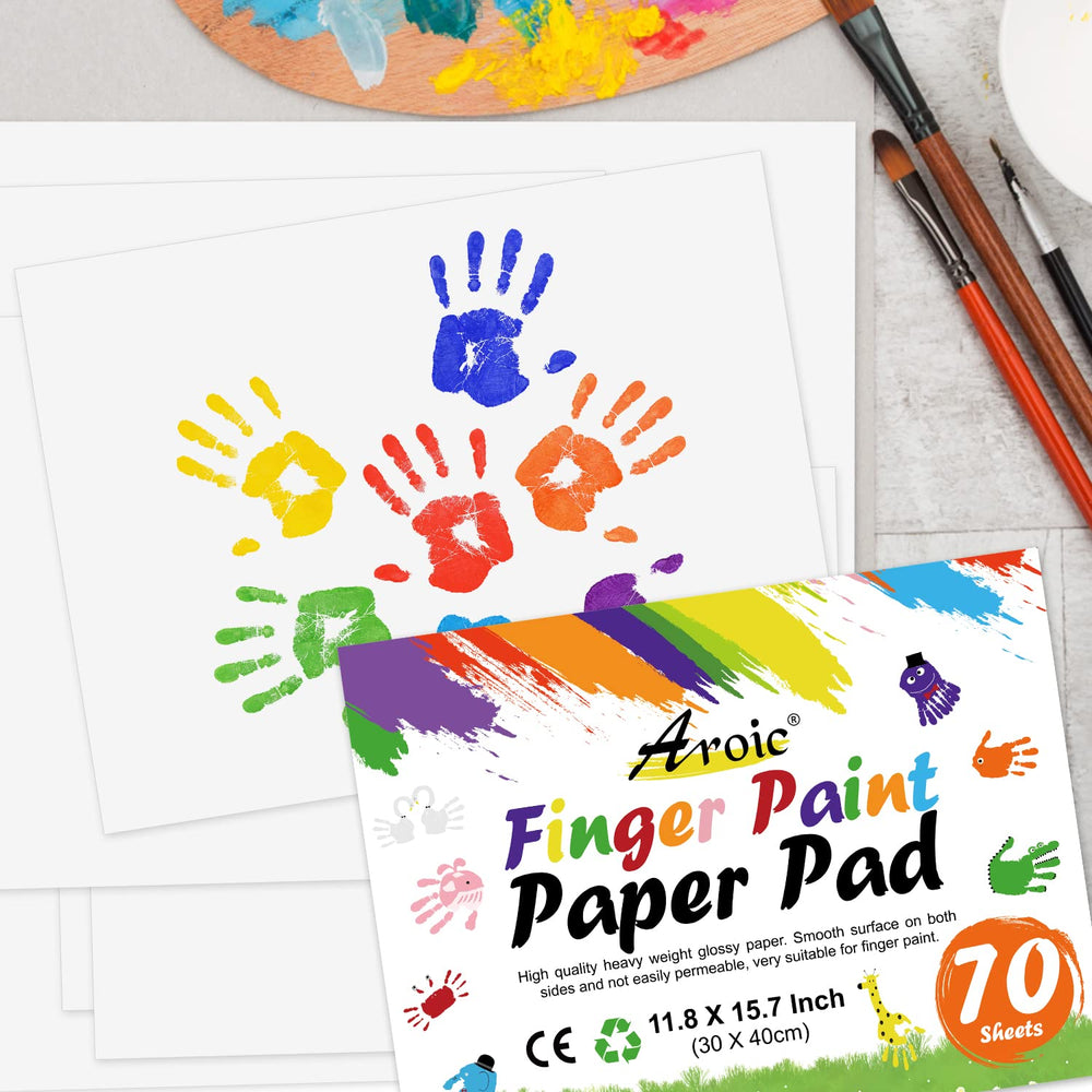 AROIC versatile paper suitable for finger paint, crayons, markers, and pencils.