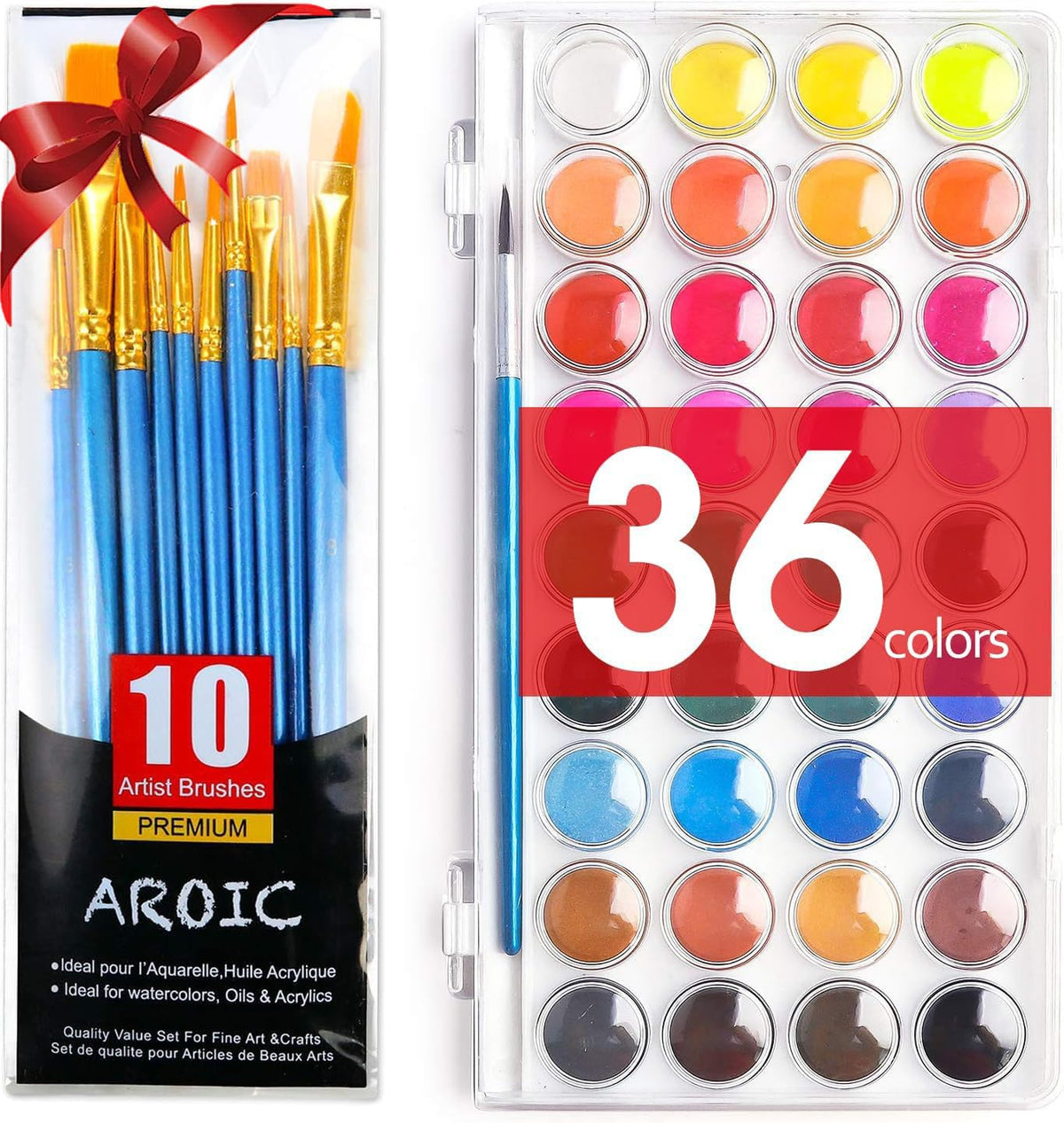 AROIC 36 color watercolor set for vibrant landscapes and portraits.