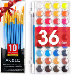 AROIC 36 color watercolor set for vibrant landscapes and portraits.