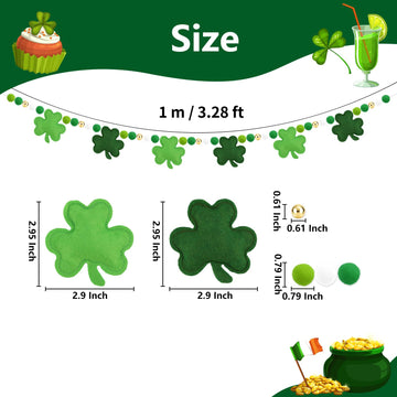 Arosche felt balls and shamrock banner—bright 3D wall decor.