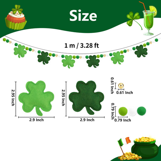 Arosche felt balls and shamrock banner—bright 3D wall decor.