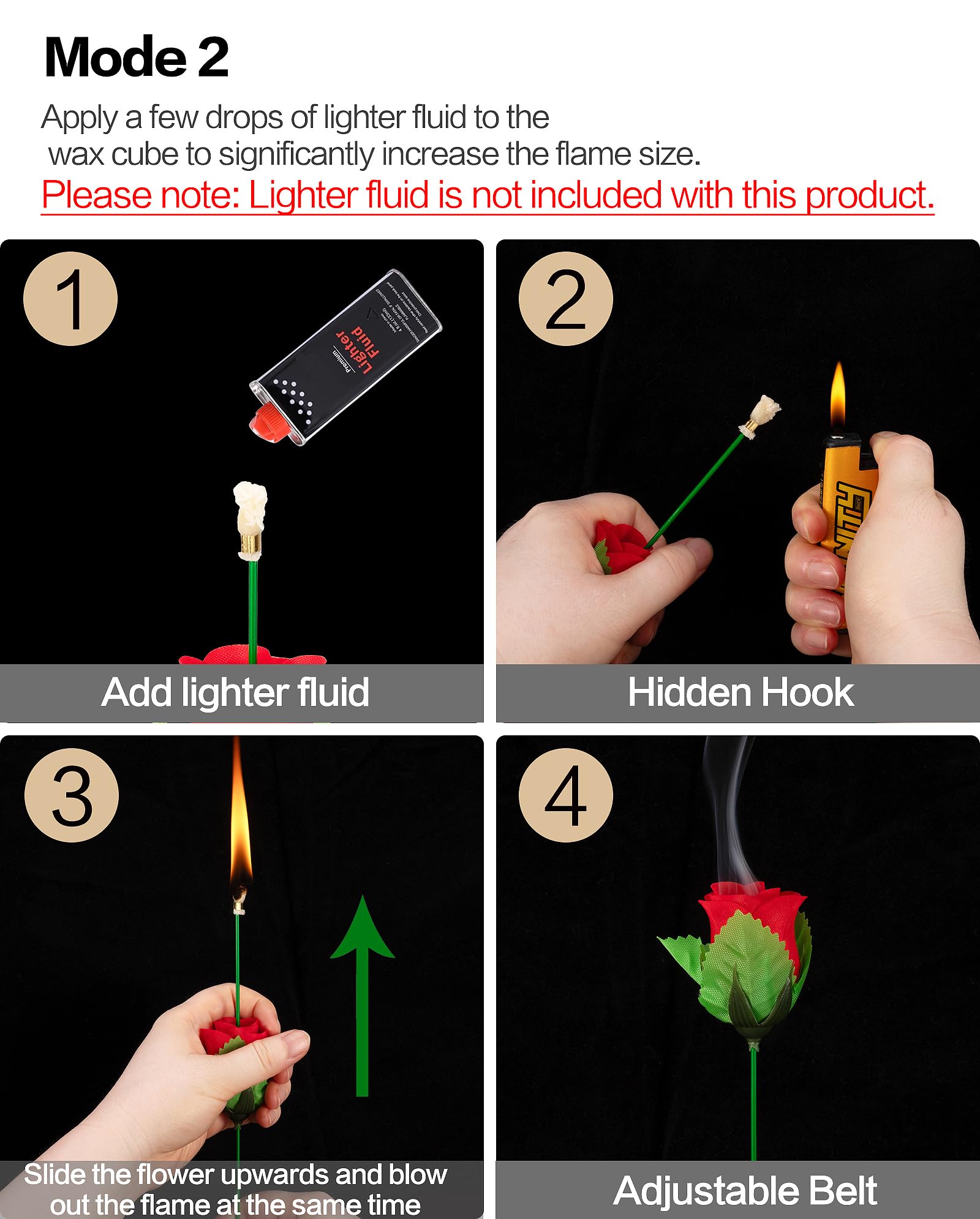 Arouselove Fire Rose lit demo highlights ignition and flame growth