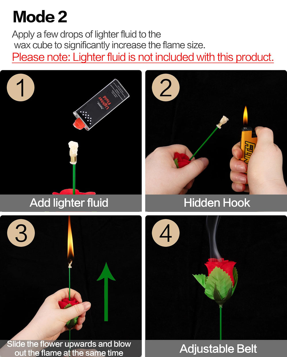 Arouselove Fire Rose lit demo highlights ignition and flame growth