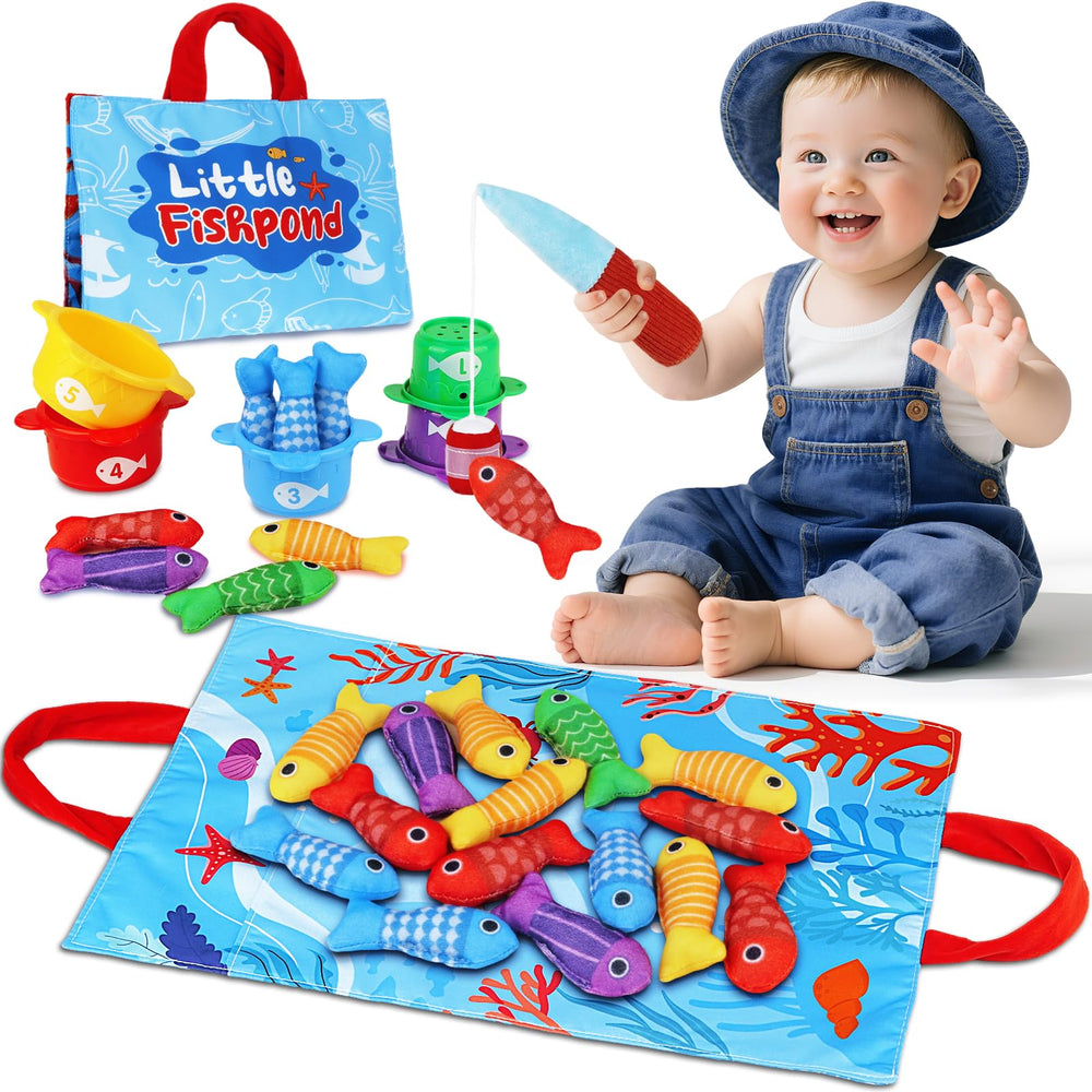 Arovan Montessori fishing pole for toddler fishing play and coordination.