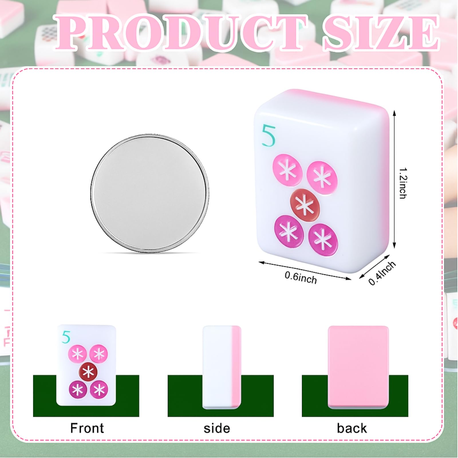 Arrowbash 1.2-inch Mahjong tiles highlight compact size for easy travel and storage